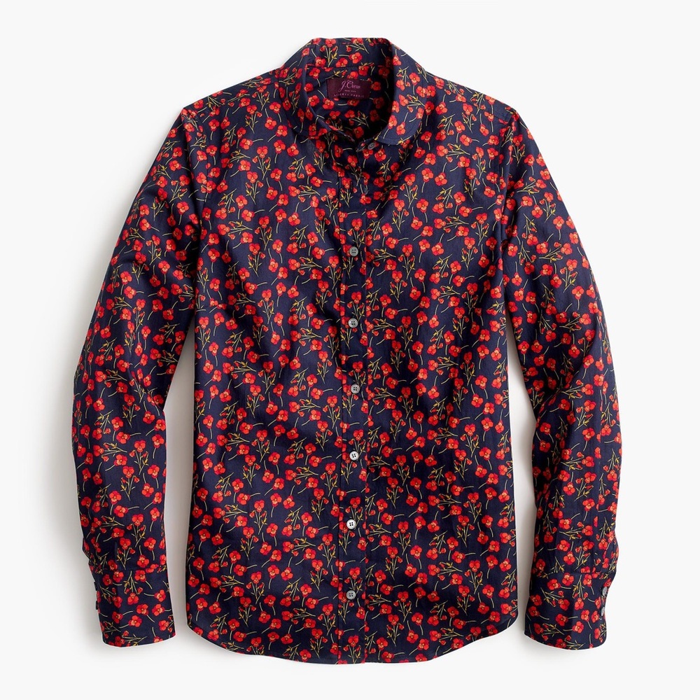 J. Crew Liberty flower poppy button down shirt